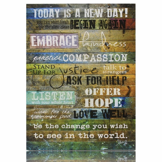 Creative Products Today is a New Day Wood Wall Art Print by Marla Rae 16 x 12