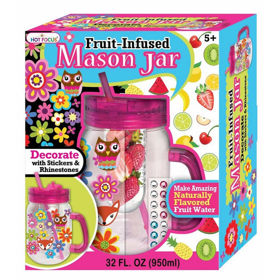 Hot Focus Fruit Infuser Mason Jar with Stickers