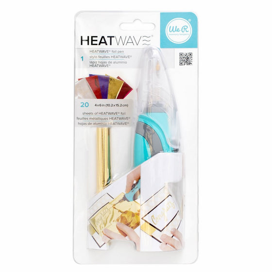 American Crafts Heatwave Pen Starter Kit by We R Memory Keepers | Includes Heatwave Pen and 20 4 x 6-inch foil sheets in various colors