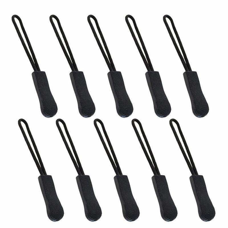 Zipper Pulls-Tojwi 10pcs Black Nylon Cord Zipper Pulls Fits/Zipper Fixer with Non-slip Gripper