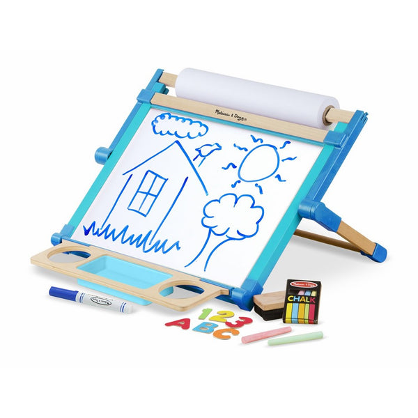 Melissa & Doug Double-Sided Magnetic Tabletop Art Easel - Dry-Erase Board and Chalkboard