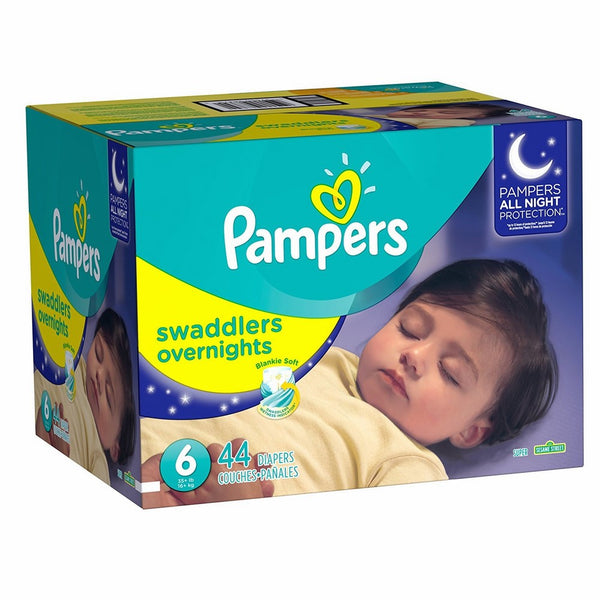 Pampers Swaddlers Overnights Disposable Diapers Size 6, 44 Count, SUPER