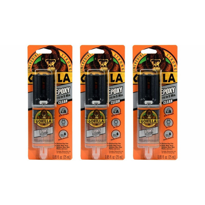 Gorilla 4200101-3 Epoxy (3 Pack).85 oz, Clear