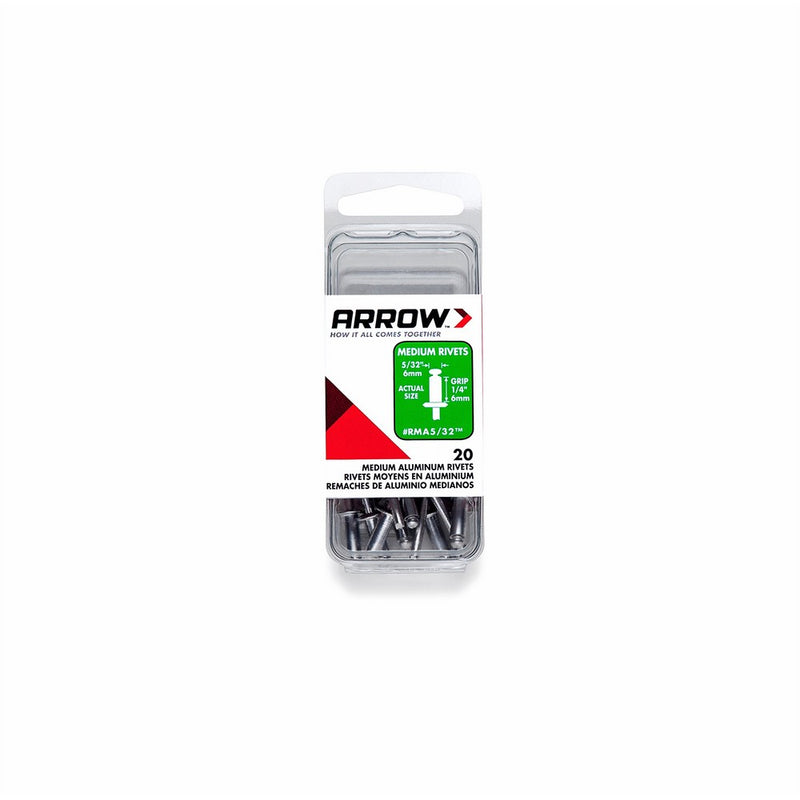 Arrow Fastener RMA5/32 Medium Aluminum 5/32-Inch Rivets, 20-Pack