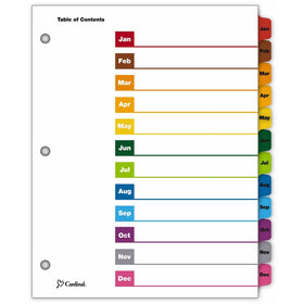 Cardinal OneStep Index System, 12-Tab, Monthly, Multi-Color, 1 Set (60318CB)