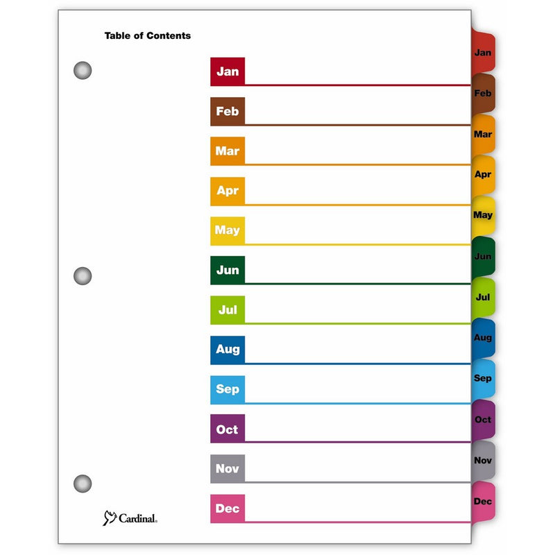 Cardinal OneStep Index System, 12-Tab, Monthly, Multi-Color, 1 Set (60318CB)