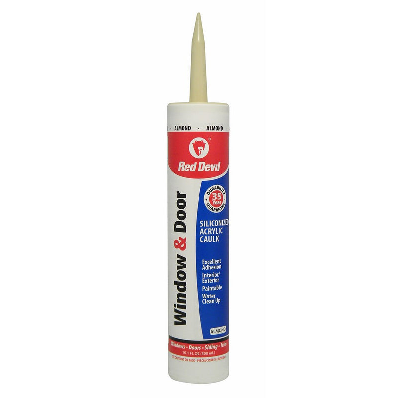 Red Devil 084620 Window & Door Siliconized Acrylic Caulk, 10.1-Ounce, Almond