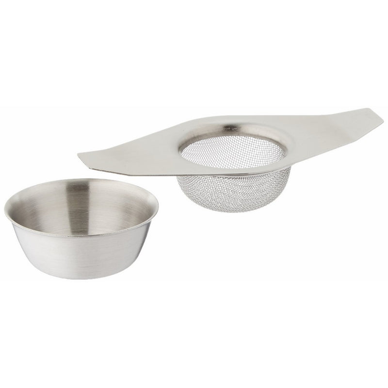 Espresso Supply Mesh Tea Strainer with Bowl, Silver