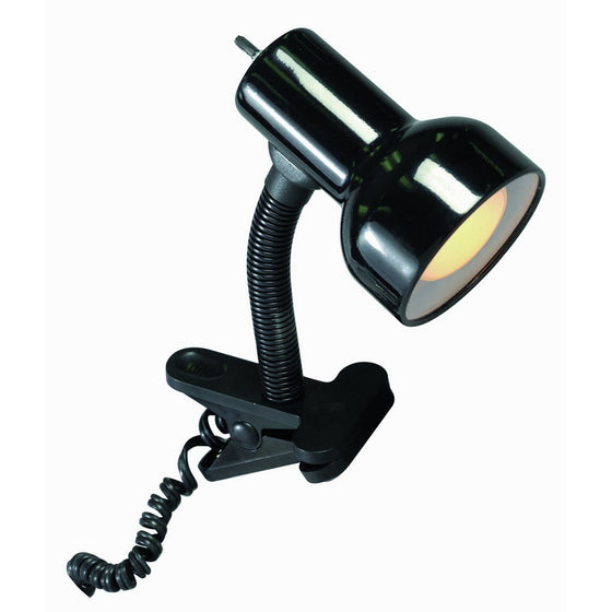 Satco Products SF76/226 Flexible Goose Neck Clip on Lamp with Coiled Cord, Black