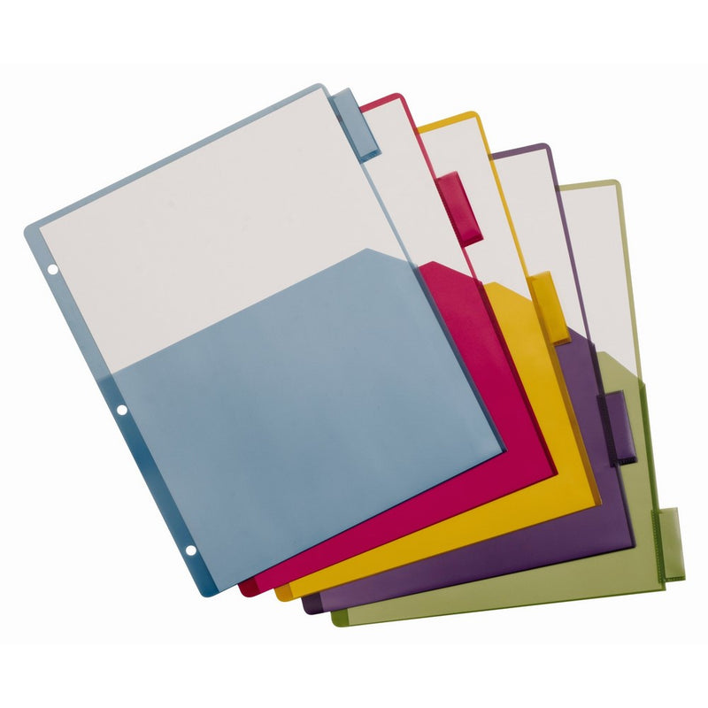 Cardinal Poly Dividers, Single Pocket, 5-Tab, Multi-Color (84016)