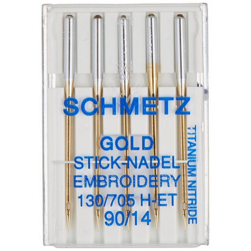 Gold Embroidery Machine Needles-Size 14/90 5/Pkg