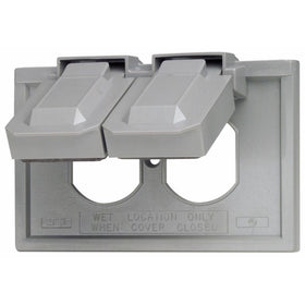 Leviton 4976-GY 1-Gang Duplex Device Wallplate Cover, Weather-Resistant, Thermoplastic, Device Mount, Horizontal, Gray