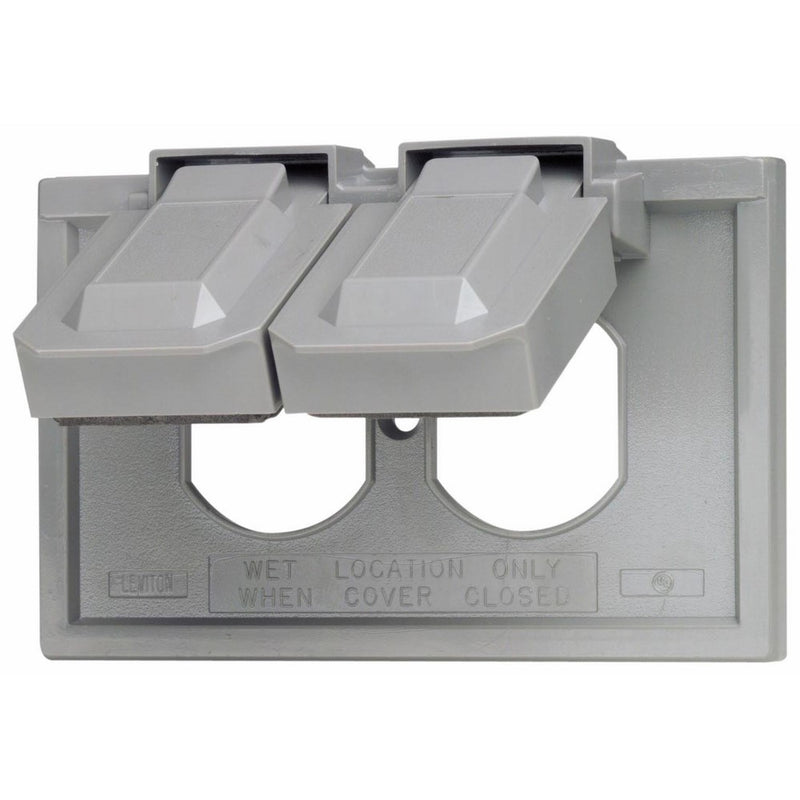 Leviton 4976-GY 1-Gang Duplex Device Wallplate Cover, Weather-Resistant, Thermoplastic, Device Mount, Horizontal, Gray