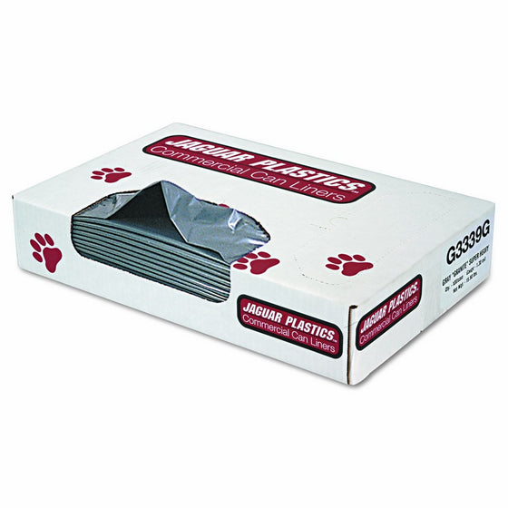 Jaguar Plastics G3339G Low-Density Commercial Can Liners, 33gal, 1.3mil, Gray (Case of 100)