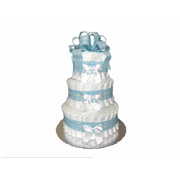 Classic Pastel Baby Shower Diaper Cake (3 Tier, Blue)