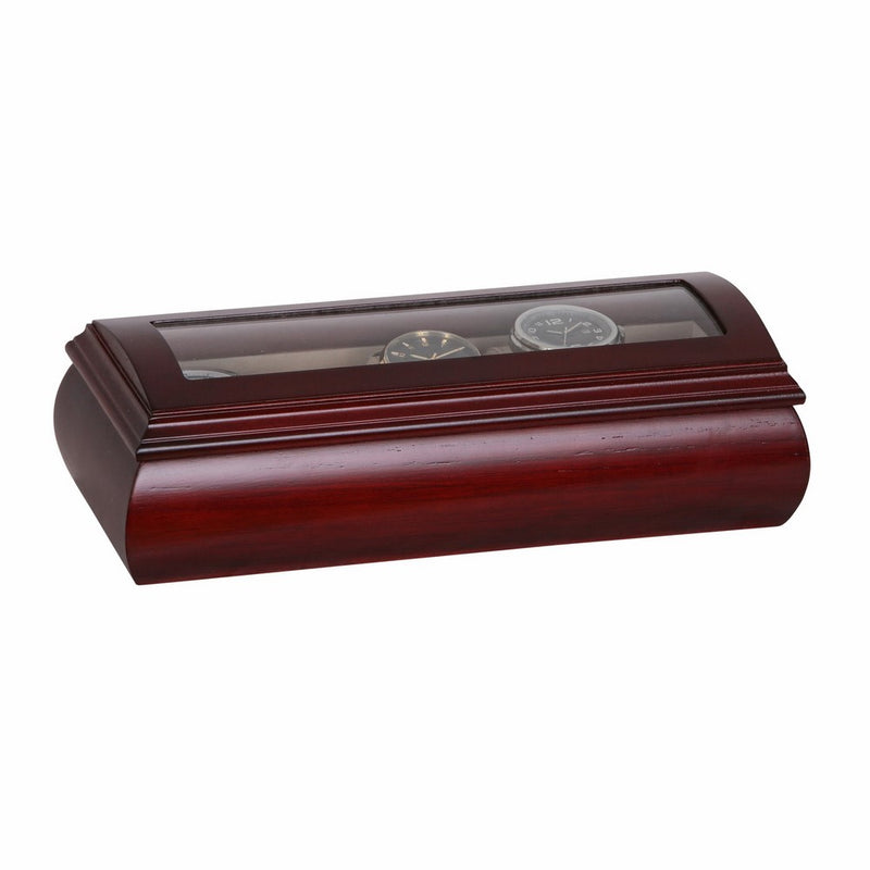 Mele & Co. Emery Glass Top Wooden Watch Box (5 Sections, Cherry Finish)