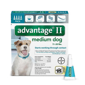 Bayer Advantage II Flea and Lice Treatment for Medium Dogs, 11-20 lb, 4 doses