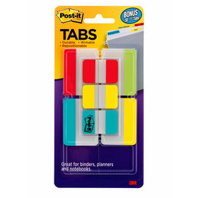 Post-it Tabs Value Pack, Assorted Primary Colors, Durable, Writable, Repositionable, Sticks Securely, Removes Cleanly, 1 in. and 2 in. Sizes, 114 Tabs/Pack, (686-VAD2)