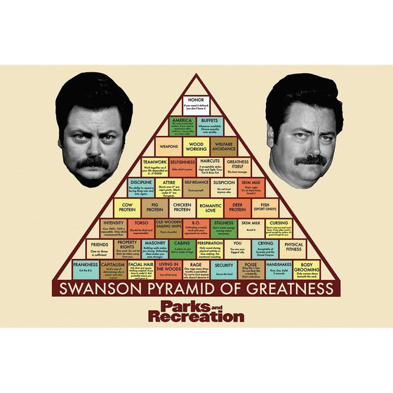 Parks and Recreation Swanson Pyramid of Greatness Television Poster 34 x 22in