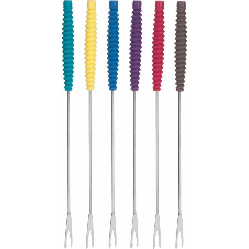 Trudeau 0823303 Meat Fondue Forks with Silicone Handles, Set of 6