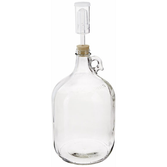 Home Brew Ohio Glass Wine Fermenter Includes Rubber Stopper and Airlock, 1 gallon Capacity