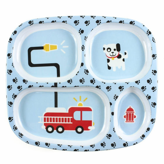 Bumkins Divided Toddler Plate (Melamine), Fire Engine