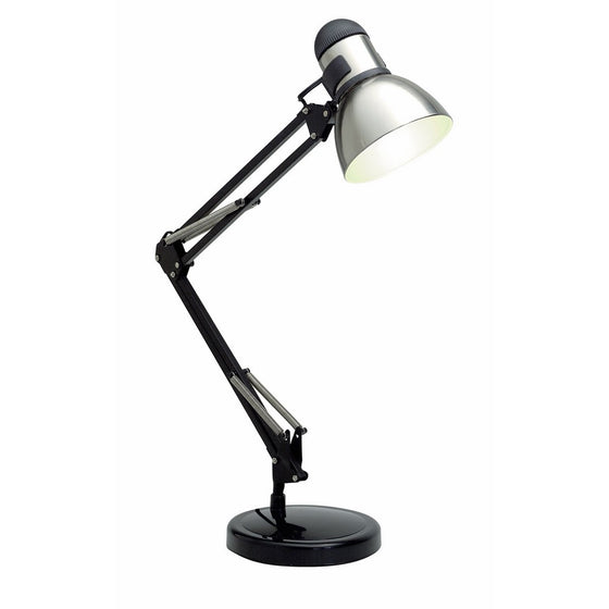 Satco 57/058 Swing Arm Drafting Lamp with 13-watt GU24 2700K Mini Spiral, 34" x 34" x 34", Steel/Black