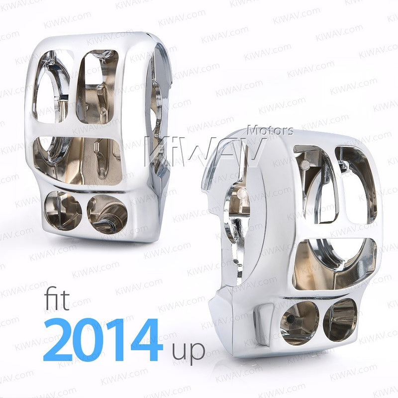 KiWAV switch housing cover chrome for Harley for 14-16 models with OEM hydraulic clutch (except 15-16 FLTRX, FL Trikes)
