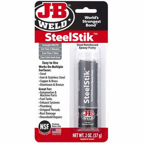 J-B Weld 8267 SteelStik Steel Reinforced Epoxy Putty Stick - 2 oz.