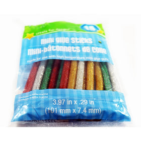 Crafters Square Mini Glue Sticks - Glitter - Red, Green, Gold, Silver - 15 sticks in package