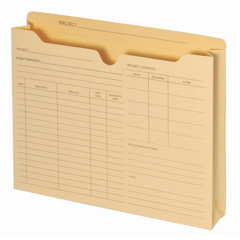 Globe-Weis B3143DT Pendaflex File Folder Jackets, Letter Size, Manila, Preprinted, Expands 2” inches, Reinforced Tabs, 9.5” x 11.5” inches – Pack of 50