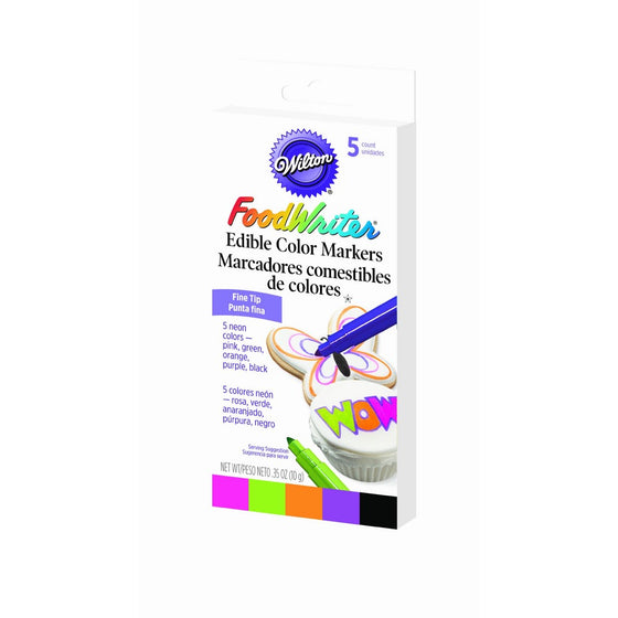 Wilton FoodWriter Neon Colored Edible Markers, 5-Piece