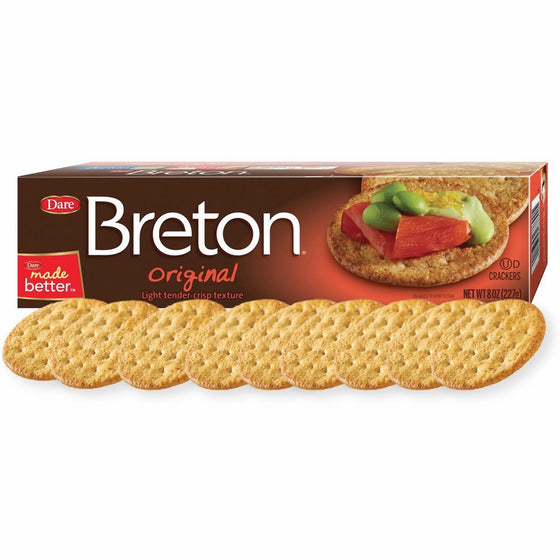 Dare Breton Crackers, Original – Party Snacks with no Artificial Flavors and 0g of Trans Fat per Serving – 8 Ounces (Pack of 12)