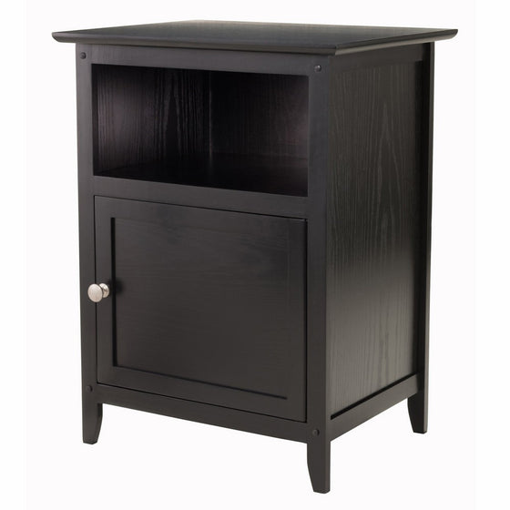 Winsome Wood End Table/Night Stand with Door and Shelf, Black