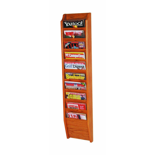 Wooden Mallet 10-Pocket Cascade Magazine Rack, Medium Oak