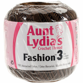 Coats Crochet Aunt Lydia's Fashion Crochet, Cotton Size 3, Coffee