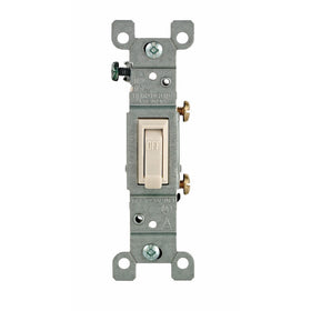 Leviton 1451-2T 15 Amp, 120 Volt, Toggle Framed Single-Pole AC Quiet Switch, Residential Grade, Grounding, Light Almond