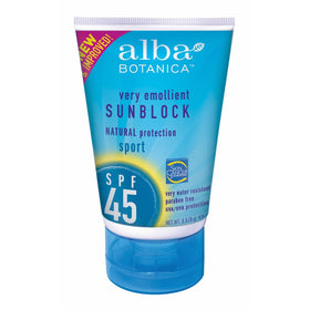 Alba Botanica Spf45 Sunscreen Sport 4 Ounce Tube (118ml) (2 Pack)