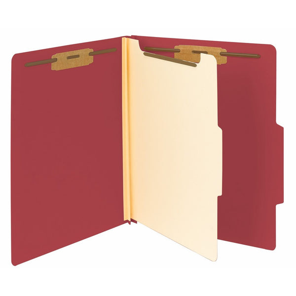 Smead Classification File Folder, 1 Divider, 2" Expansion, Letter Size, Red, 10 per Box (13703)