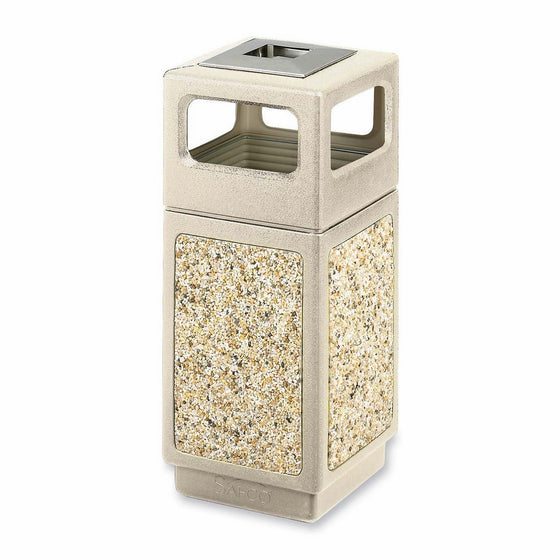 Safco Products 9470TN Canmeleon Aggregate Panel Trash Can Side Open with Ash Urn, 15-Gallon, Tan