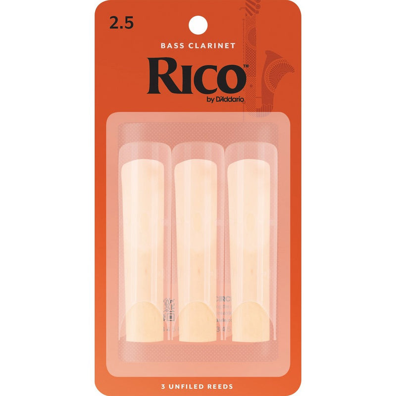 Rico Bass Clarinet Reeds, Strength 2.5, 3-pack