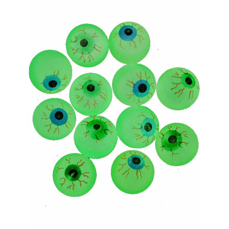 Glow in the Dark Halloween EYE Ball Bouncy Balls 32 Mm Size Eyeballs - 12ct