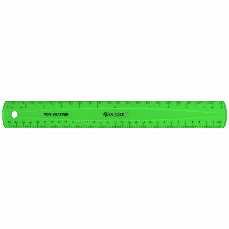 Westcott Shatterproof Ruler, Assorted Translucent Colors, 12"