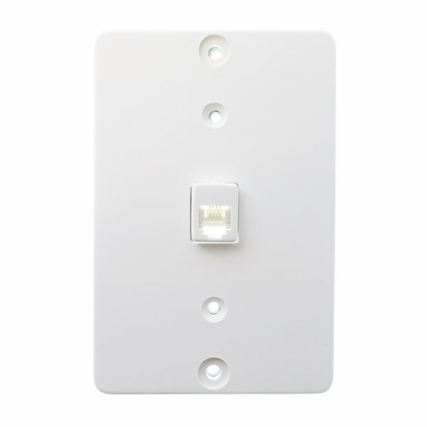 Leviton 40257-W Telephone Wall Phone Jack, 6P4C, Screw Terminal, White