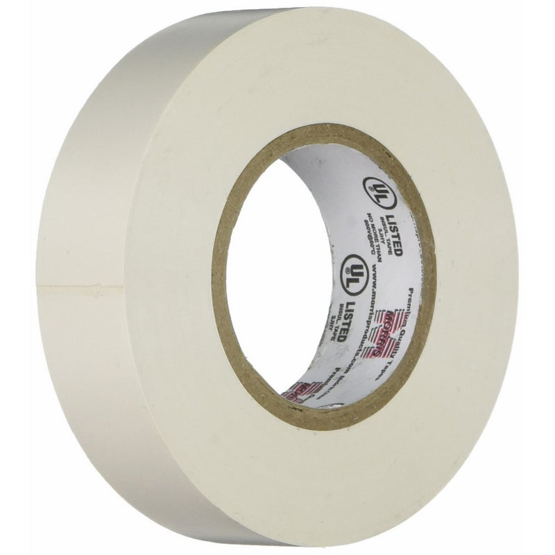 Morris 60020 White Vinyl Plastic Electrical Tape, 7 mil, PVC, 66' Length, 3/4" Width