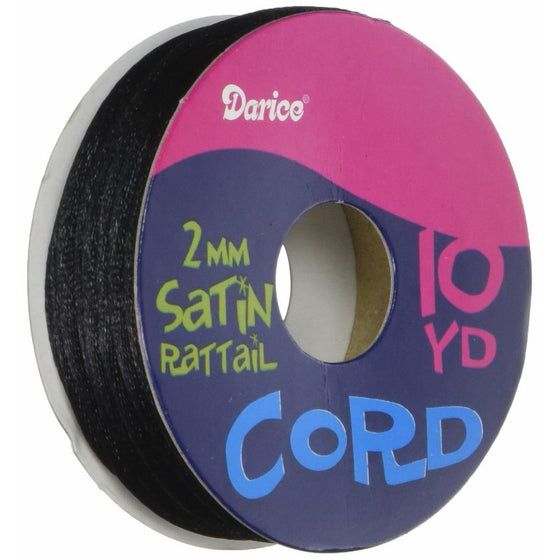 Darice DIY Crafts 2mm Satin Rattail Cord Black 10 yards 814-26