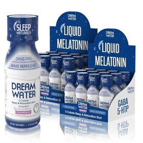 Dream Water Natural Sleep Aid, GABA, MELATONIN, 5-HTP, 2.5oz Shot, Snoozeberry, 24 Count Economy Value Pack