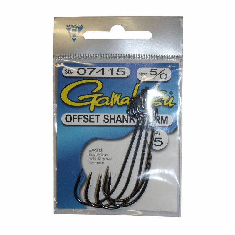 Gamakatsu Worm Hook-6 Per Pack (Black, 1/0)