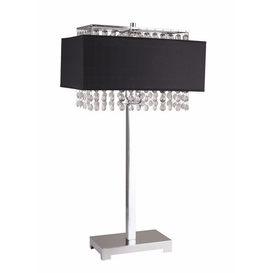 ORE International 733 28-Inch Square Crystal Table Lamp, Black