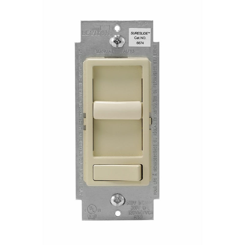 Leviton 6674-P0I SureSlide Universal 150-Watt LED and CFL/600-Watt Incandescent Dimmer, Ivory